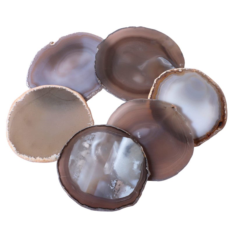 Nupuyai Polished Agate Geode Slices Cup Mats Coasters for Drinks Set of 2, Natural Stone Slab Place Cards for Wedding, Decorative Stone for Home Decoration 3-4 inches - Image 4